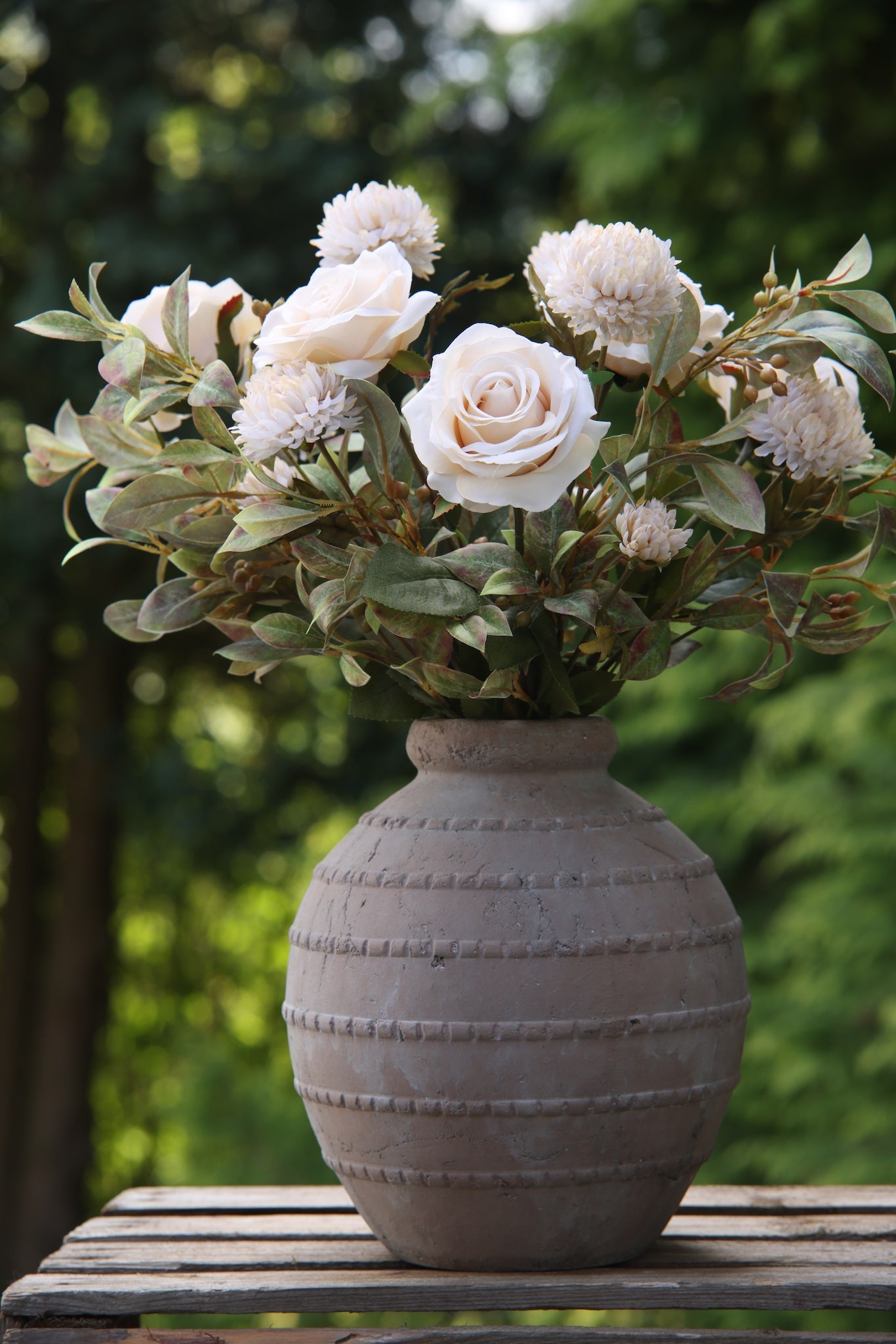 Faux Rose Cream Vintage Arrangement