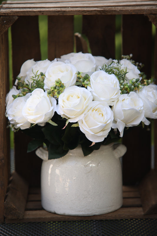 Faux Classic Cream Rose Arrangement