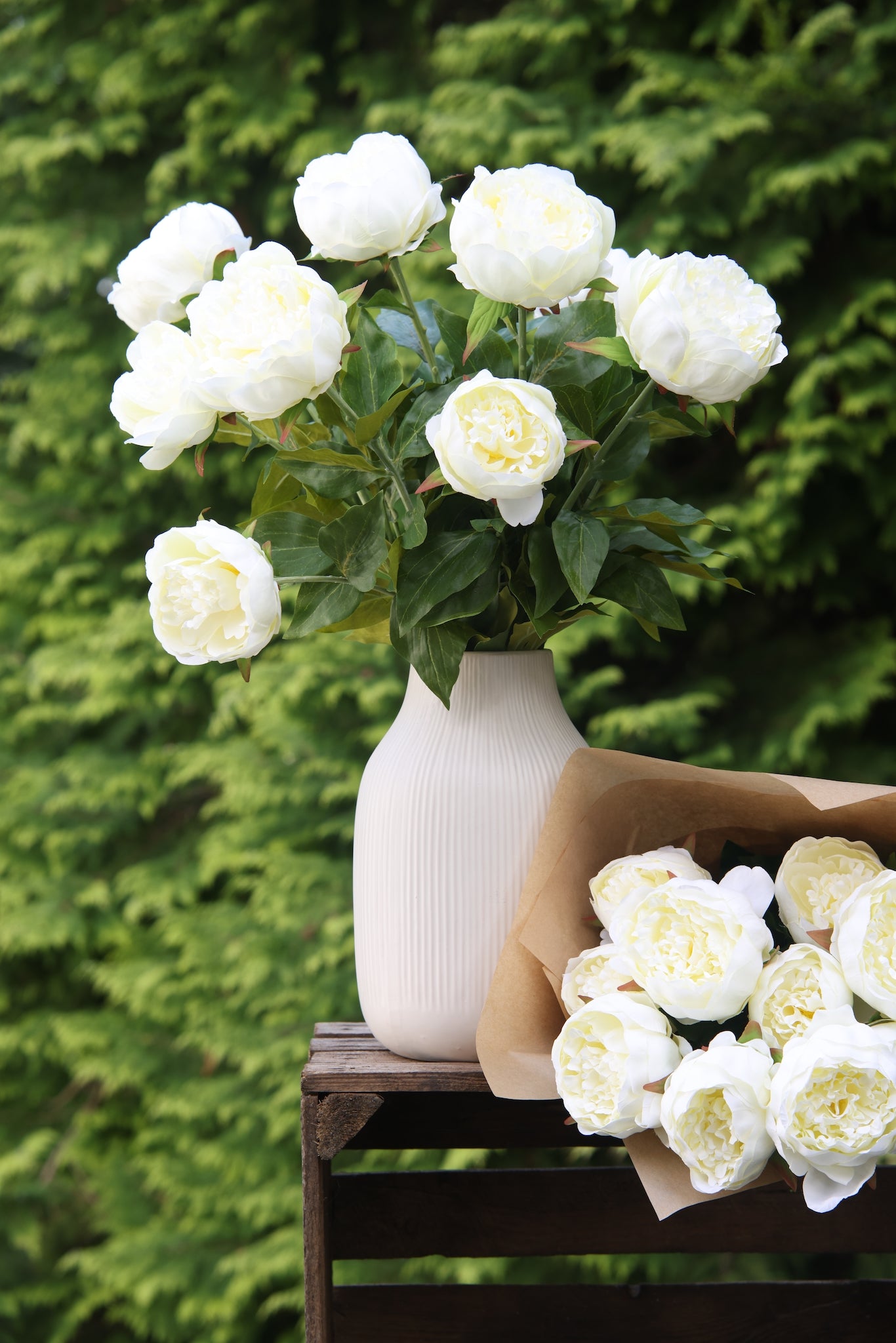 Faux Cream Peony Bunch