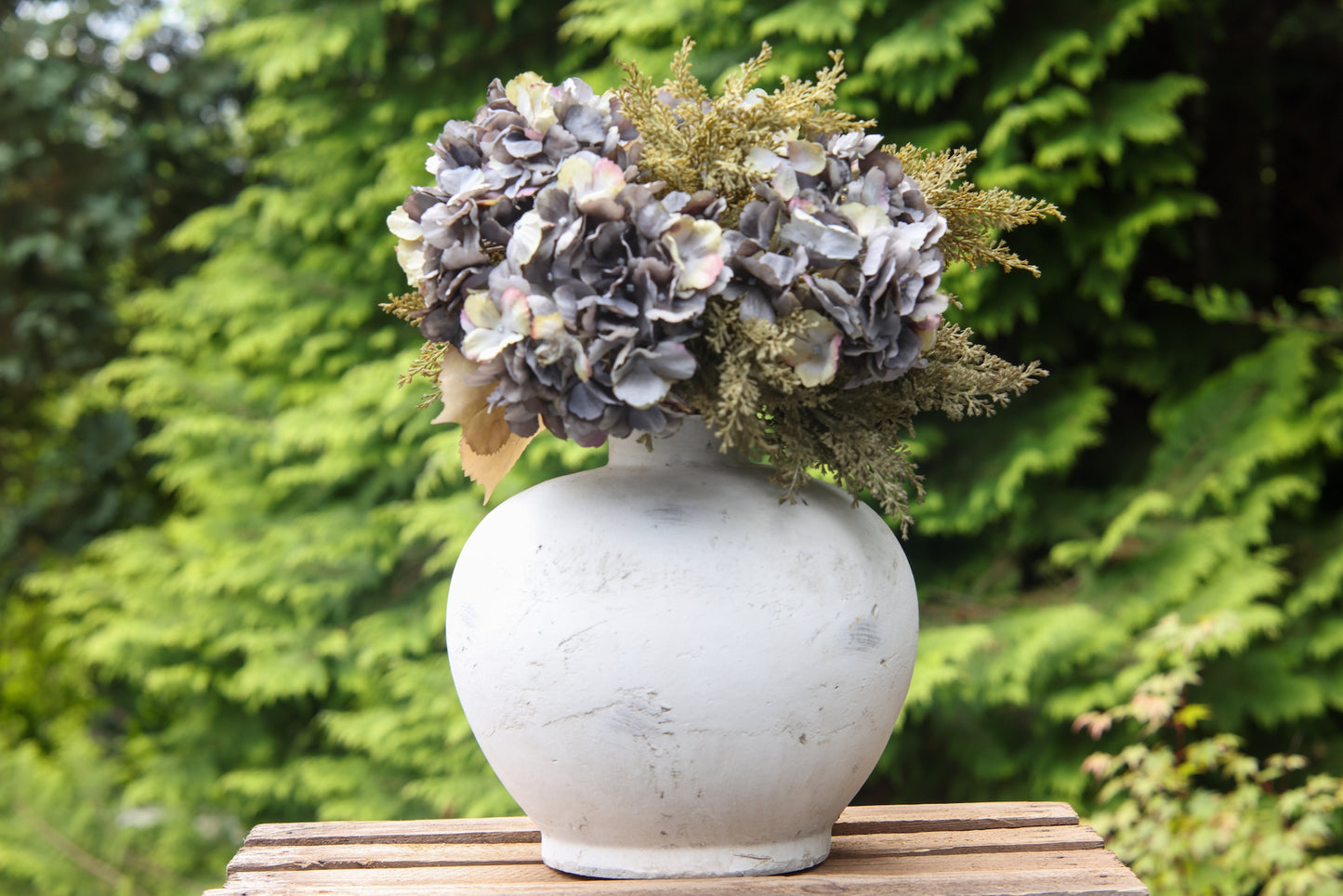 Faux Grey Hydrangea Arrangement