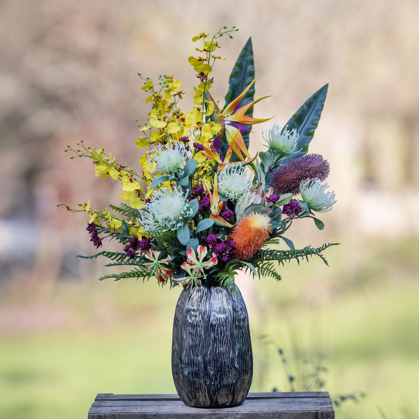 Faux Tropical Flower Arrangement