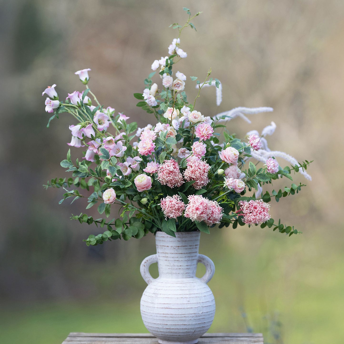 Faux Pink Hedgerow wild arrangement