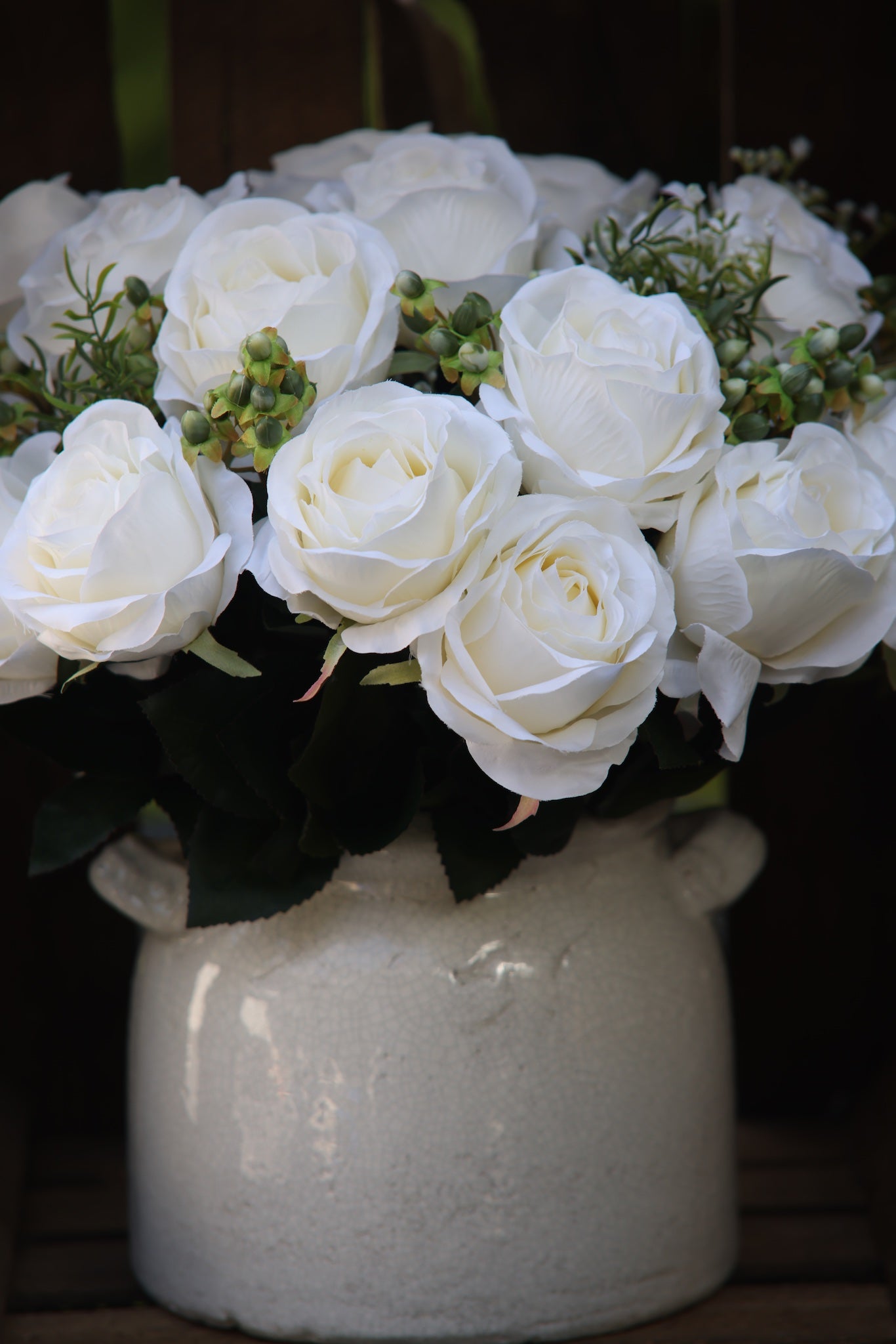 Faux Classic Cream Rose  Arrangement