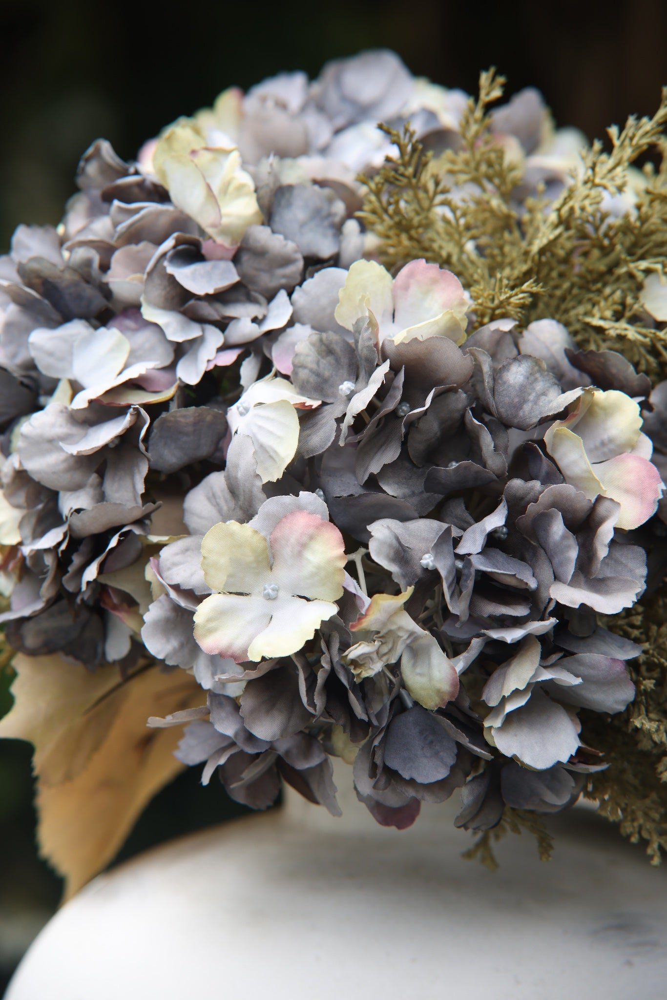Faux Grey Hydrangea Arrangement