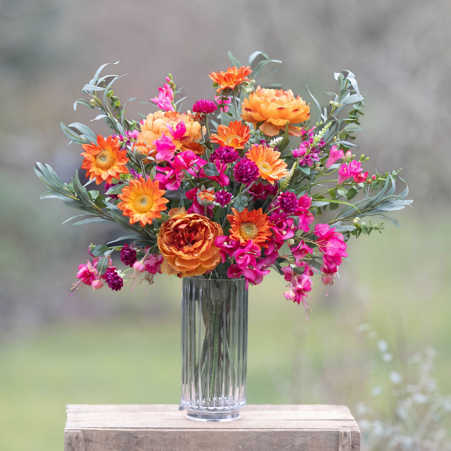 Faux Hot Pink & Orange Arrangement